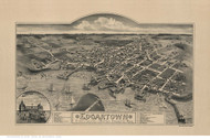 Edgartown, Massachusetts 1886 Bird's Eye View - Old Map Reprint