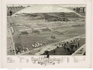 Camp Framingham, Massachusetts 1885 Bird's Eye View - Old Map Reprint BPL