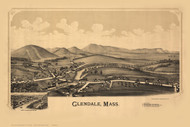 Glendale, Massachusetts 1890 Bird's Eye View - Old Map Reprint
