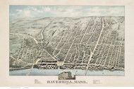 Haverhill, Massachusetts 1876 Bird's Eye View - Old Map Reprint BPL