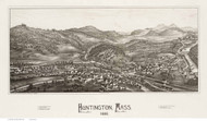 Huntington, Massachusetts 1886 Bird's Eye View - Old Map Reprint BPL