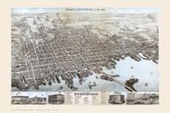 New Bedford, Massachusetts 1876 Bird's Eye View - Old Map Reprint