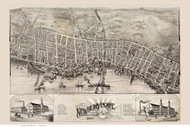 Newburyport, Massachusetts 1894 Bird's Eye View - Old Map Reprint BPL