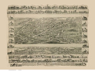 North Attleboro, Massachusetts 1891 Bird's Eye View - Old Map Reprint BPL
