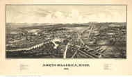 North Billerica, Massachusetts 1887 Bird's Eye View - Old Map Reprint