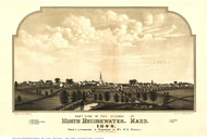 North Bridgewater, Massachusetts 1844 Bird's Eye View - Old Map Reprint