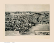 North Chelmsford, Massachusetts 1893 Bird's Eye View - Old Map Reprint BPL