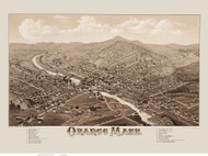 Orange, Massachusetts 1883 Bird's Eye View - Old Map Reprint BPL