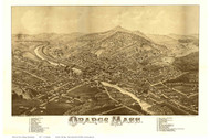 Orange, Massachusetts 1883 Bird's Eye View - Old Map Reprint