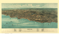 Plymouth, Massachusetts 1910 Bird's Eye View - Old Map Reprint BPL