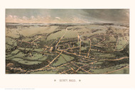 Quincy, Massachusetts 1877 Bird's Eye View - Old Map Reprint