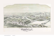 Readville, Massachusetts 1893 Bird's Eye View - Old Map Reprint BPL