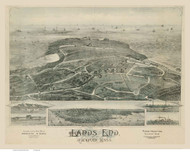 Lands End - Rockport, Massachusetts ca 1880 Bird's Eye View - Old Map Reprint BPL