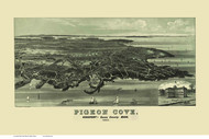 Pigeon Cove - Rockport, Massachusetts 1886 Bird's Eye View - Old Map Reprint BPL