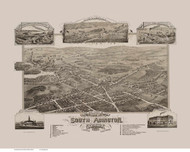 South Abington, Massachusetts 1882 Bird's Eye View - Old Map Reprint BPL