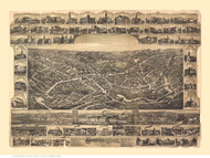 Southbridge, Massachusetts 1892 Bird's Eye View - Old Map Reprint