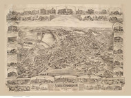 South Framingham, Massachusetts 1898 Bird's Eye View - Old Map Reprint BPL