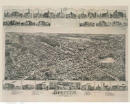 Spencer, Massachusetts 1892 Bird's Eye View - Old Map Reprint BPL