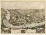 Turners Falls, Massachusetts 1877 Bird's Eye View - Old Map Reprint