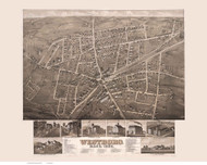 Westboro, Massachusetts 1880 Bird's Eye View - Old Map Reprint BPL