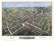 Westfield, Massachusetts 1875 Bird's Eye View - Old Map Reprint