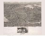 Weymouth, Massachusetts 1880 Bird's Eye View - Old Map Reprint BPL