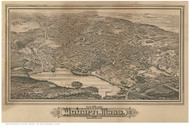 Woburn, Massachusetts 1883 Bird's Eye View - Old Map Reprint
