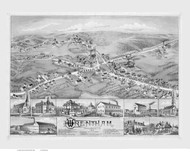 Wrentham, Massachusetts 1888 Bird's Eye View - Old Map Reprint BPL