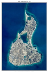 Aerial Photo View of Block Island, 2003-Blue - Rhode Island Custom Composite Map Reprint
