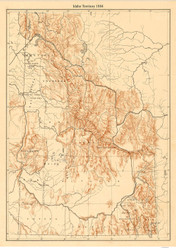 Idaho-Territory 1884  - Old State Map Reprint