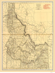 Idaho 1924 Rand McNally & Co. - Old State Map Reprint