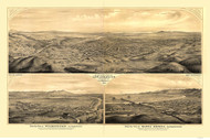 Los Angeles, Wilmington, and Santa Monica, California 1877 Bird's Eye View