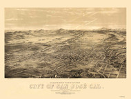 San Jose, California 1869 Bird's Eye View