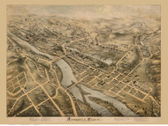 Ansonia, Connecticut 1875 Bird's Eye View - Old Map Reprint BPL