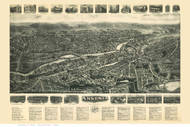 Ansonia, Connecticut 1921 Bird's Eye View - Old Map Reprint