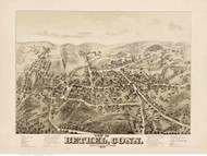 Bethel, Connecticut 1879 Bird's Eye View - Old Map Reprint BPL