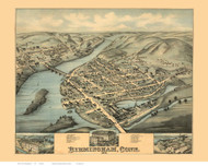 Birmingham, Connecticut 1876 Bird's Eye View - Old Map Reprint