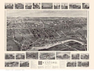 Branford, Connecticut 1905 Bird's Eye View - Old Map Reprint