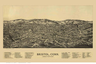 Bristol, Connecticut 1889 Bird's Eye View - Old Map Reprint
