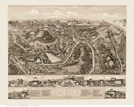 Chester, Connecticut 1881 Bird's Eye View - Old Map Reprint BPL