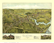 Clinton, Connecticut 1881 Bird's Eye View - Old Map Reprint