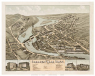 Collinsville, Connecticut 1878 Bird's Eye View - Old Map Reprint BPL