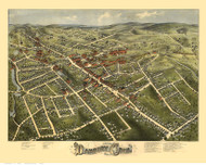 Danbury, Connecticut 1875 Bird's Eye View - Old Map Reprint