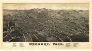 Danbury, Connecticut 1884 Bird's Eye View - Old Map Reprint