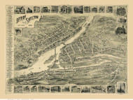 Derby-Shelton, Connecticut 1898 Bird's Eye View - Old Map Reprint