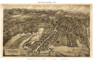 Essex Downtown, Connecticut 1881 Bird's Eye View - Old Map Reprint