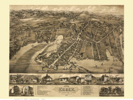 Essex, Connecticut 1881 Bird's Eye View - Old Map Reprint