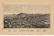 Jewett City, Connecticut 1889 Bird's Eye View - Old Map Reprint