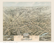 Meriden, Connecticut 1875 Bird's Eye View - Old Map Reprint BPL