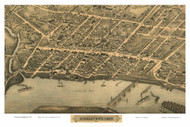Middletown Downtown, Connecticut 1877 Bird's Eye View - Old Map Reprint